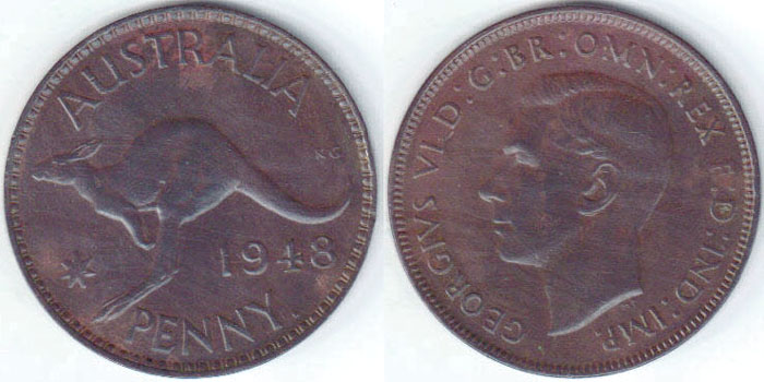 1948 Y. Australia Penny (gVF) A003013